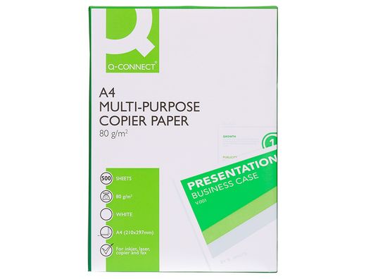 Papel fotocopiadora q-connect economy din A4 80 gramos paquete de 500 hojas
