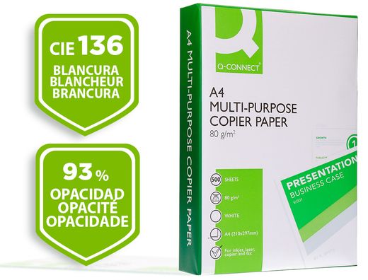 Papel fotocopiadora q-connect economy din A4 80 gramos paquete de 500 hojas