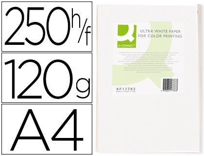 Papel Fotocopiadora Q-Connect Ultra White Din A4 120 Gramos Paquete de 250 Hojas