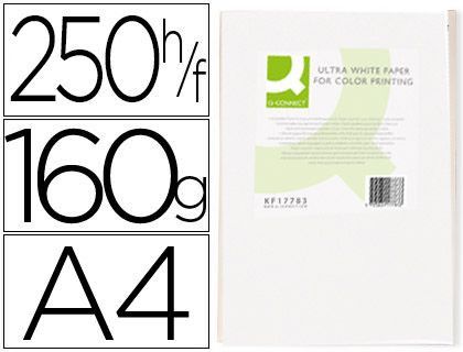 Papel Fotocopiadora Q-Connect Ultra White Din A4 160 Gramos Paquete de 250 Hojas