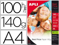 Papel fotográfico Apli Best Price brillante A4 de 140 gr. (100 hojas)