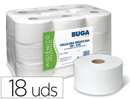 Papel Higienico Industrial Gofrado Buga Reciclado 2 Capas 130 M