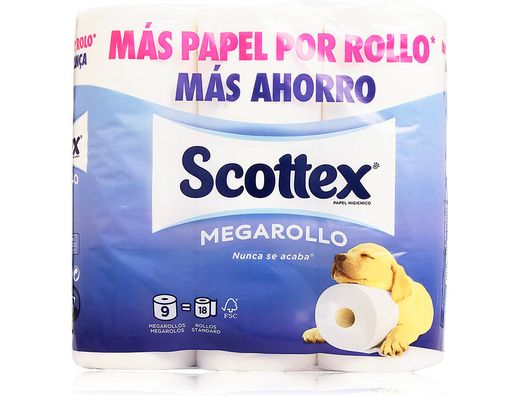 Papel Higienico Scottex Megarrollo Doble Largo Paquetede 6 Rollos