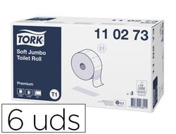 Papel higienico tork jumbo suave 2 capas 360 mt para dispensador t1 paquete de 6 rollos