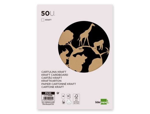 Papel kraft liderpapel a4 180g/m2 paquete de 50 hojas