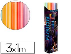 Papel kraft rollo 3x1 mt expositor fusion con 24 rollos colores surtidos