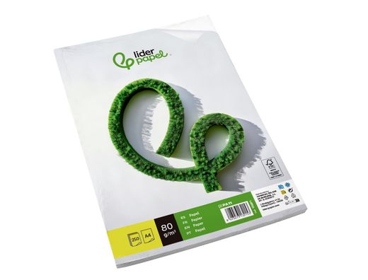 Papel liderpapel A4 80g/m2 liso paquete de 250 hojas