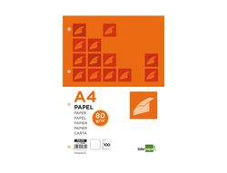Papel Liderpapel A4 80G/M2 Paquete de 100 4 Taladros Blanco