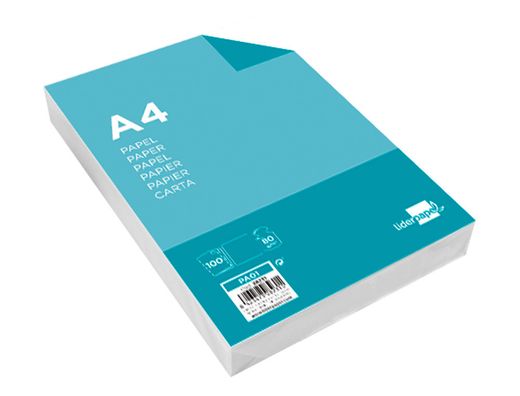Papel liderpapel a4 80g/m2 paquete de 100 blanco