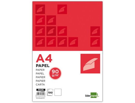 Papel Liderpapel A4 90G/M2 Paquete de 100 Blanco