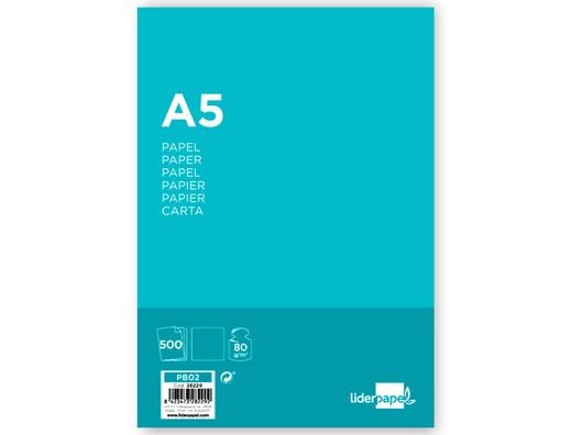 Papel Liderpapel A5 80G/M2 Paquete de 500 Blanco