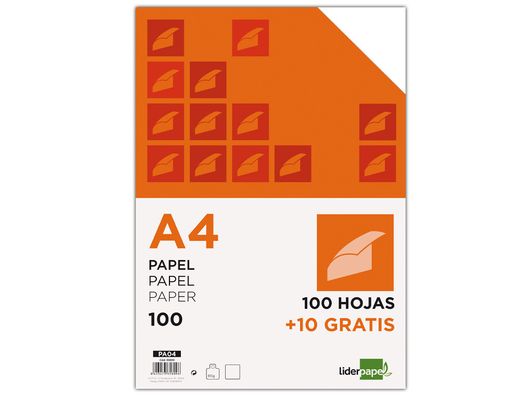 Papel Liderpapel Din A4 80 Gr -Paquete de 100 Hojas + 10 Hojas Gratis