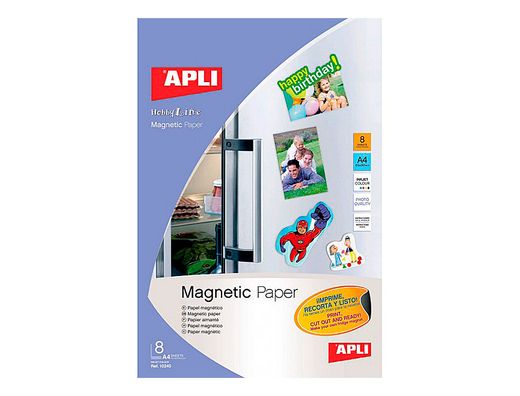 Papel Magnetico Apli Blanco Din A4 para Impresoras Inkjet Paquete de 8 Hojas