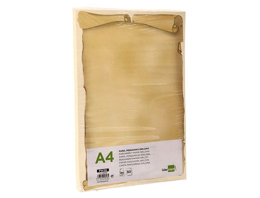 Papel pergamino liderpapel din a4 diploma 180 g/m2 paquete de 50 hojas