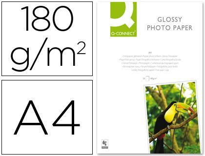 Papel Q-Connect Foto Glossy -Kf01103 Din A4 -Digital Photo -Para Ink-Jet -Bolsa de 20 Hojas de 180 Gr