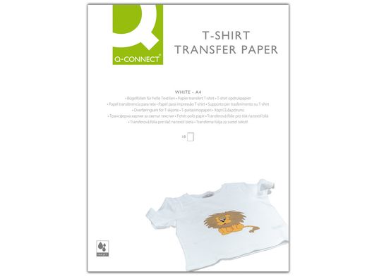 Papel Q-Connect Transferencia para Tela Kf01430 Din A4 -Bolsa de 10 Hojas