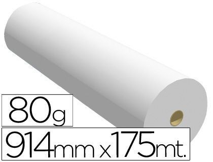 Papel Reprografia para Plotter 914Mmx175Mt 80Gr