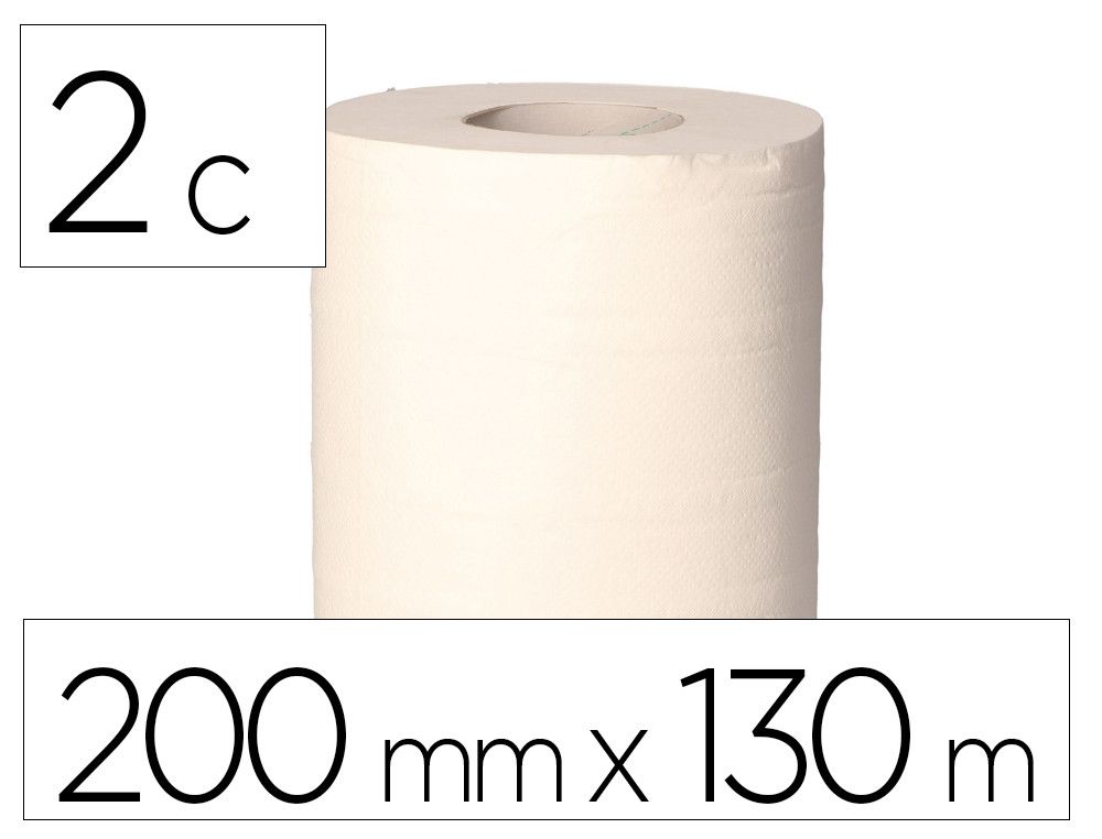 Papel secamanos bunzl greensource 2 capas celulosa blanca 200 mm x 130 mt paquete de 6 rollos