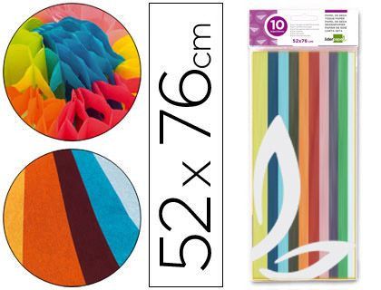 Papel Seda Liderpapel 52X76Cm 18G/M2 Bolsa de 10 Hojas Colores Surtidos