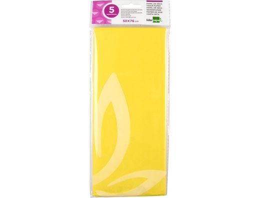 Papel Seda Liderpapel 52X76Cm 18G/M2 Bolsa de 5 Hojas Amarillo