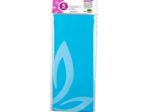 Papel Seda Liderpapel 52X76Cm 18G/M2 Bolsa de 5 Hojas Celeste
