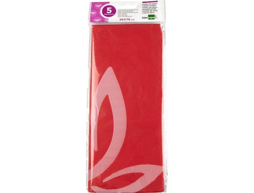 Papel Seda Liderpapel 52X76Cm 18G/M2 Bolsa de 5 Hojas Rojo