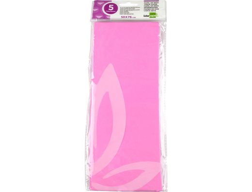 Papel Seda Liderpapel 52X76Cm 18G/M2 Bolsa de 5 Hojas Rosa