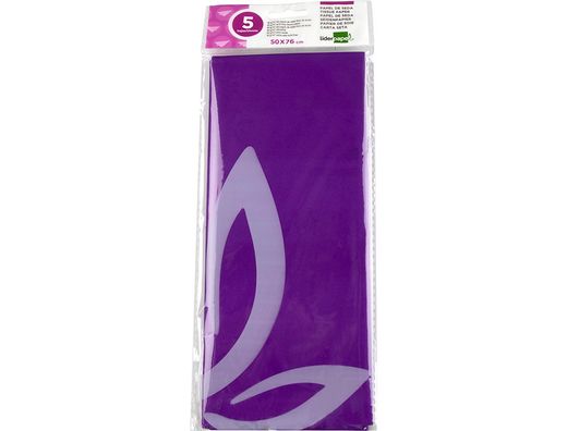 Papel Seda Liderpapel 52X76Cm 18G/M2 Bolsa de 5 Hojas Violeta