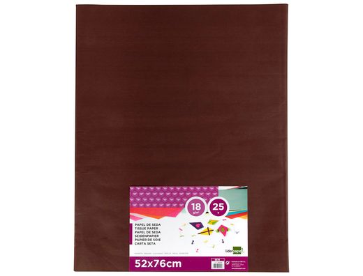 Papel Seda Liderpapel Marron 52X76 cm 18 Gr -Paquete de 25 Hojas