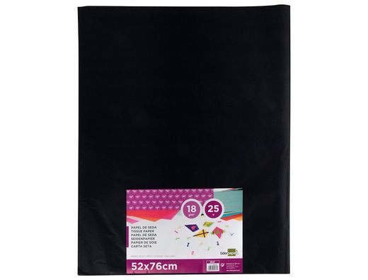 Papel Seda Liderpapel Negro 52X76 cm 18 Gr -Paquete de 25 Hojas