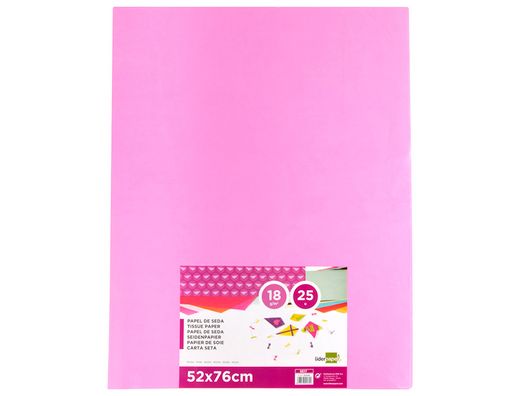 Papel Seda Liderpapel Rosa 52X76 cm 18 Gr -Paquete de 25 Hojas