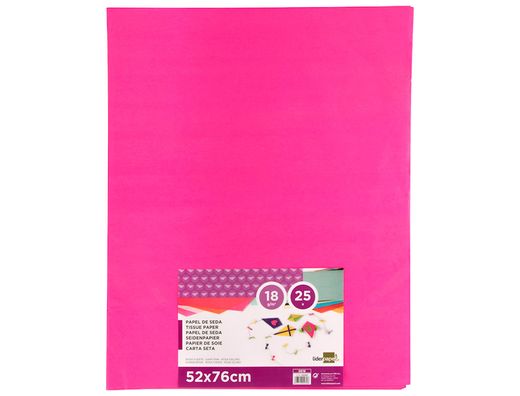 Papel Seda Liderpapel Rosa Fuerte 52X76 cm 18 Gr -Paquete de 25 Hojas