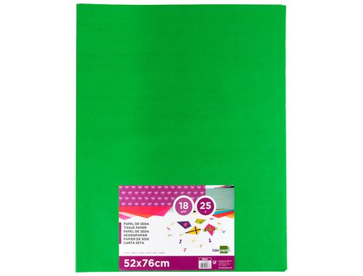 Papel Seda Liderpapel Verde Medio 52X76 cm 18 Gr -Paquete de 25 Hojas