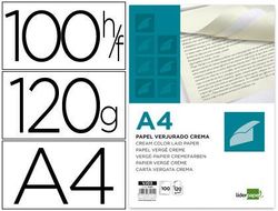 Papel Verjurado Liderpapel A4 120G/M2 Crema Paquete de 100