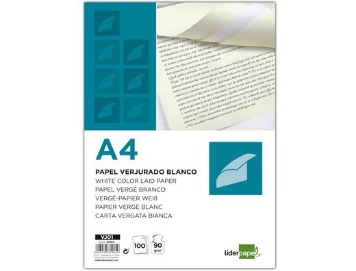 Papel Verjurado Liderpapel A4 90G/M2 Blanco Paquete de 100