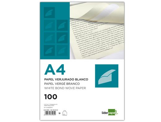 Papel Verjurado Liderpapel A4 90G/M2 Crema Paquete de 100