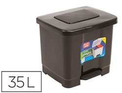 Papelera contenedor plasticforte plastico con pedal 2 compartimentos 35 litros gris oscuro