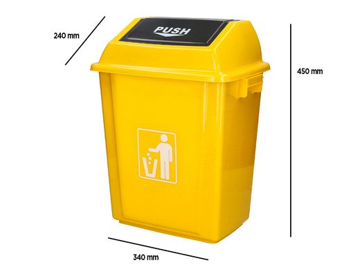 Papelera contenedor q-connect plastico con tapa de balancin 20 litros 340x240x450 mm amarillo