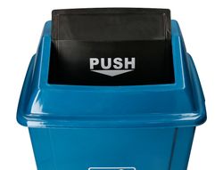 Papelera contenedor q-connect plastico con tapa de balancin 20 litros 340x240x450 mm azul