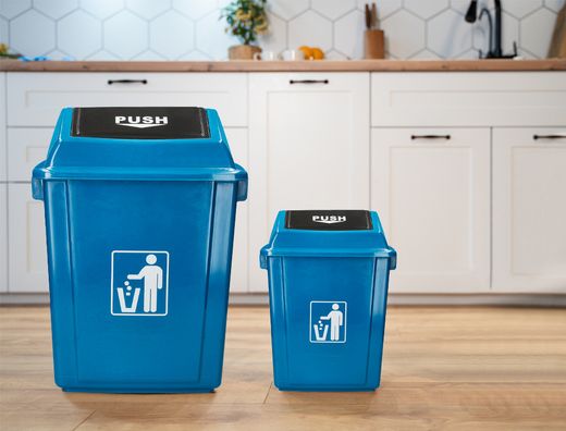 Papelera contenedor q-connect plastico con tapa de balancin 20 litros 340x240x450 mm azul