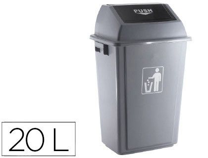 Papelera Contenedor Q-Connect Plastico con Tapa de Balancin 20 Litros 340X240X450 mm Gris