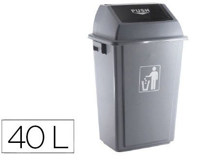 Papelera Contenedor Q-Connect Plastico con Tapa de Balancin 40 Litros Gris 410X280X610 Mm