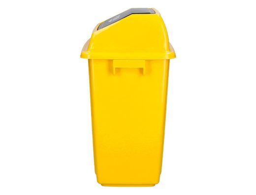 Papelera contenedor q-connect plastico con tapa de balancin 58 litros 470x330x760 mm amarillo