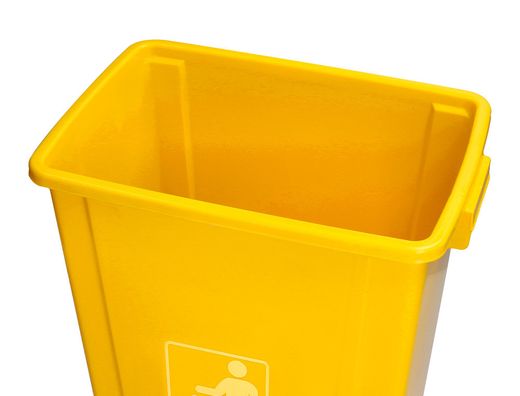Papelera contenedor q-connect plastico con tapa de balancin 58 litros 470x330x760 mm amarillo