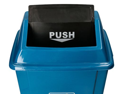 Papelera contenedor q-connect plastico con tapa de balancin 58 litros 470x330x760 mm azul