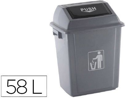 Papelera Contenedor Q-Connect Plastico con Tapa de Balancin 58 Litros Gris 470X330X760 Mm