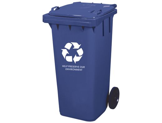Papelera Contenedor Q-Connect Plastico con Tapadera 100L Color Azul 800X510X525 mm con Ruedas