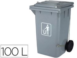 Papelera Contenedor Q-Connect Plastico con Tapadera 100L Color Gris 750X470X370 mm con Ruedas