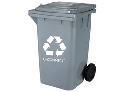 Papelera Contenedor Q-Connect Plastico con Tapadera 100L Color Gris 750X470X370 mm con Ruedas