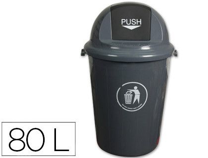 Papelera Contenedor Q-Connect Plastico con Tapadera 80L Color Gris 450X760 Mm